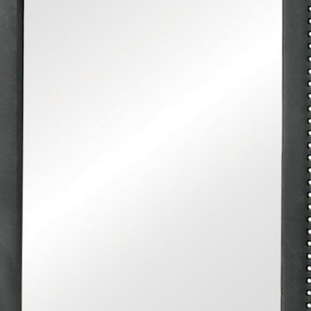 Cale 40 Inch Modern Portrait Mirror Velvet Upholstery Nailhead Trim Gray By Casagear Home BM280340