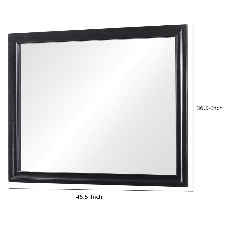 47 Inch Wood Mirror Landscape Frame Classic Black By Casagear Home BM280342