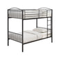 Demi 79 Inch Metal Twin Bunk Bed, Curved Headboard, Slatted, Dark Black By Casagear Home