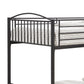 Demi 79 Inch Metal Twin Bunk Bed Curved Headboard Slatted Dark Black By Casagear Home BM280350