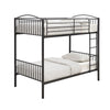 Demi 79 Inch Metal Twin Bunk Bed, Curved Headboard, Slatted, Dark Black By Casagear Home