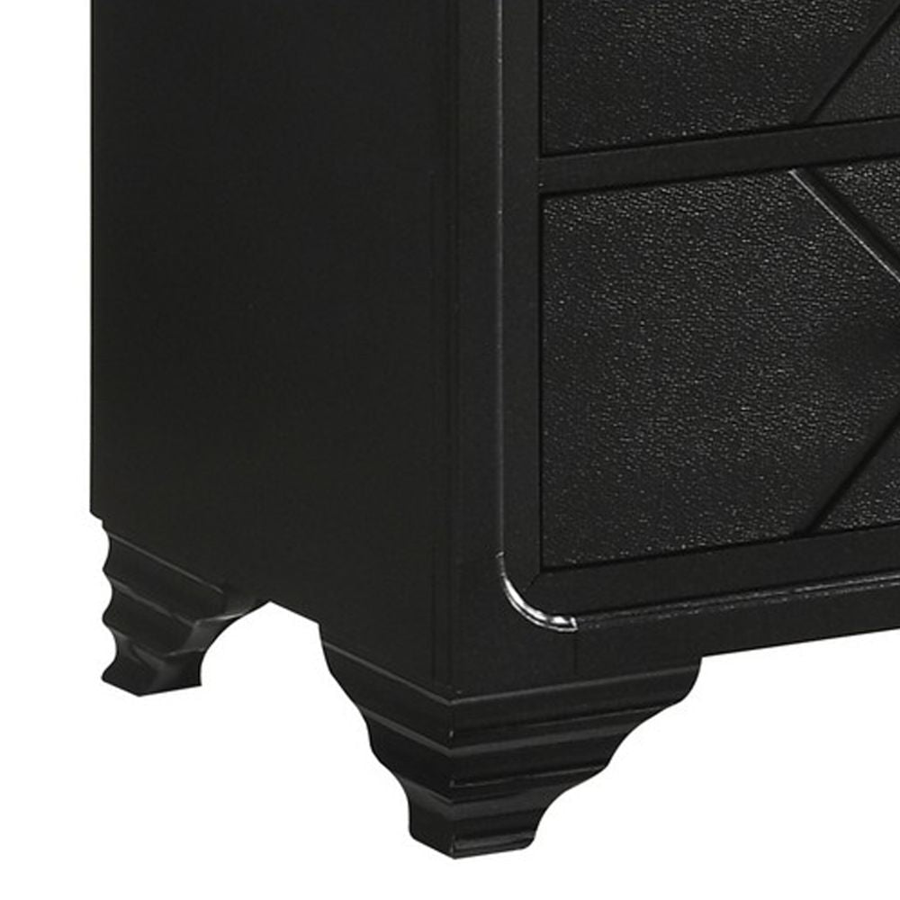 Vini 52 Inch Modern Glam Tall Dresser Chest 5 Drawers Diamond Knobs Black By Casagear Home BM280368