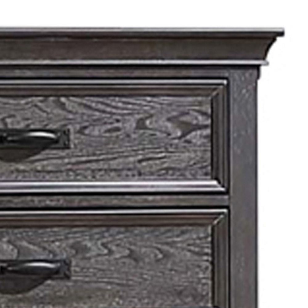 Eli 52 Inch Tall Dresser Chest 5 Drawers Bar Handles Weathered Brown By Casagear Home BM280376