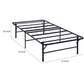 Adel Twin Size Low Profile Bed Foldable Metal Frame Black By Casagear Home BM280382