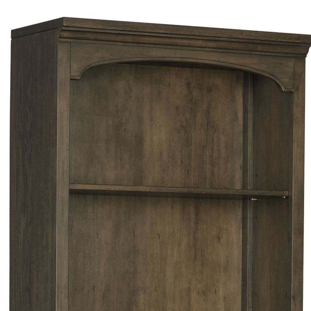 Tia 78 Inch Classic 3 Tier Rubberwood Bookcase 2 Door Cabinet Oak Brown By Casagear Home BM280386