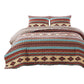 Linda 3 Piece Full Quilt Set, Tribal Pattern, Diamond Design, Multicolor By Casagear Home