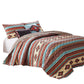 Linda 3 Piece Full Quilt Set Tribal Pattern Diamond Design Multicolor By Casagear Home BM280406