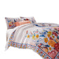 Tess Microfiber 3 Piece Full Quilt Set Peacock Floral Print Multicolor By Casagear Home BM280421