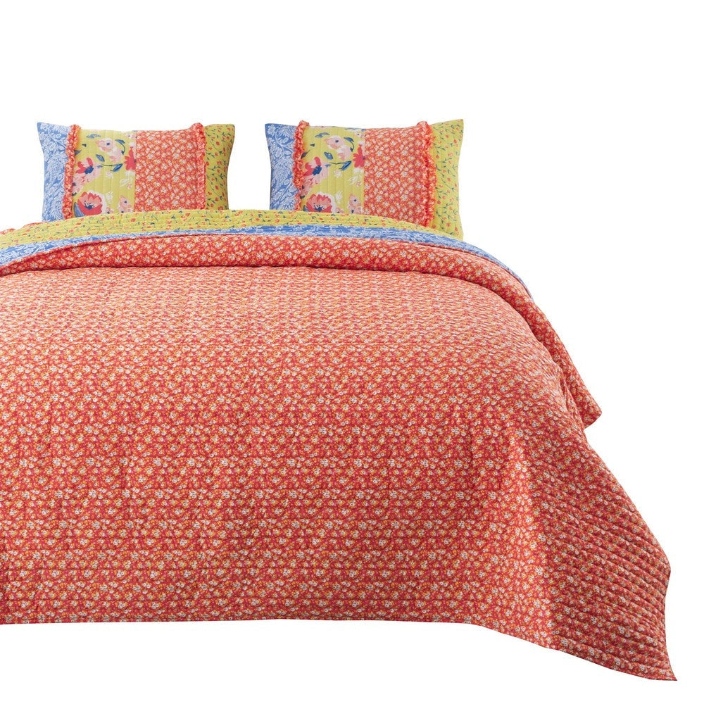 Lio 2 Piece Microfiber Twin Quilt Set Bohemian Floral Pattern Multicolor By Casagear Home BM280444