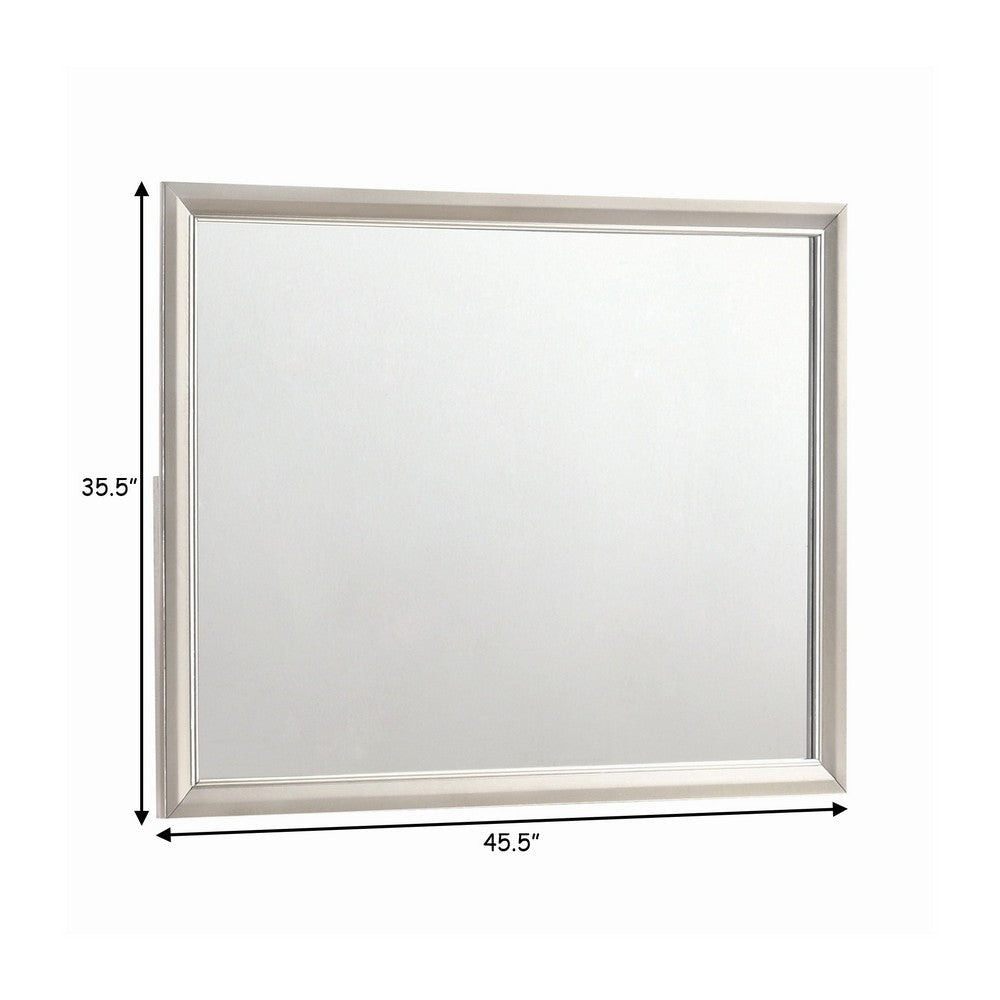 46 Inch Classic Wood Mirror Beveled Edge Landscape Metallic Silver By Casagear Home BM280472