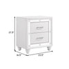 Pia 27 Inch Modern Nightstand 2 Drawers Mirrored Trim Felt Lined White By Casagear Home BM280477