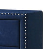 Cale 26 Inch Modern Wood Nightstand Velvet Upholstered Nailhead Blue By Casagear Home BM280481