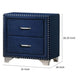 Cale 26 Inch Modern Wood Nightstand Velvet Upholstered Nailhead Blue By Casagear Home BM280481