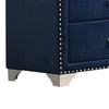 Cale 60 Inch Modern Glam Wood Dresser 6 Drawer Velvet Nailhead Blue By Casagear Home BM280482