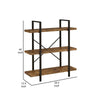 Ana 40 Inch Wood Bookcase 3 Shelves Crossed Metal Design Rustic Brown By Casagear Home BM280486