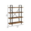 Ana 55 Inch Wood Bookcase 4 Shelves Crossed Metal Design Rustic Brown By Casagear Home BM280487