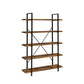 Ana 70 Inch Wood Bookcase, 5 Shelves, Crossed Metal Design, Rustic Brown By Casagear Home