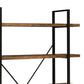 Ana 70 Inch Wood Bookcase 5 Shelves Crossed Metal Design Rustic Brown By Casagear Home BM280488