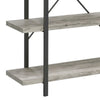 Ana 55 Inch Wood Bookcase 4 Shelves Crossed Metal Design Light Gray By Casagear Home BM280490