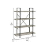 Ana 55 Inch Wood Bookcase 4 Shelves Crossed Metal Design Light Gray By Casagear Home BM280490