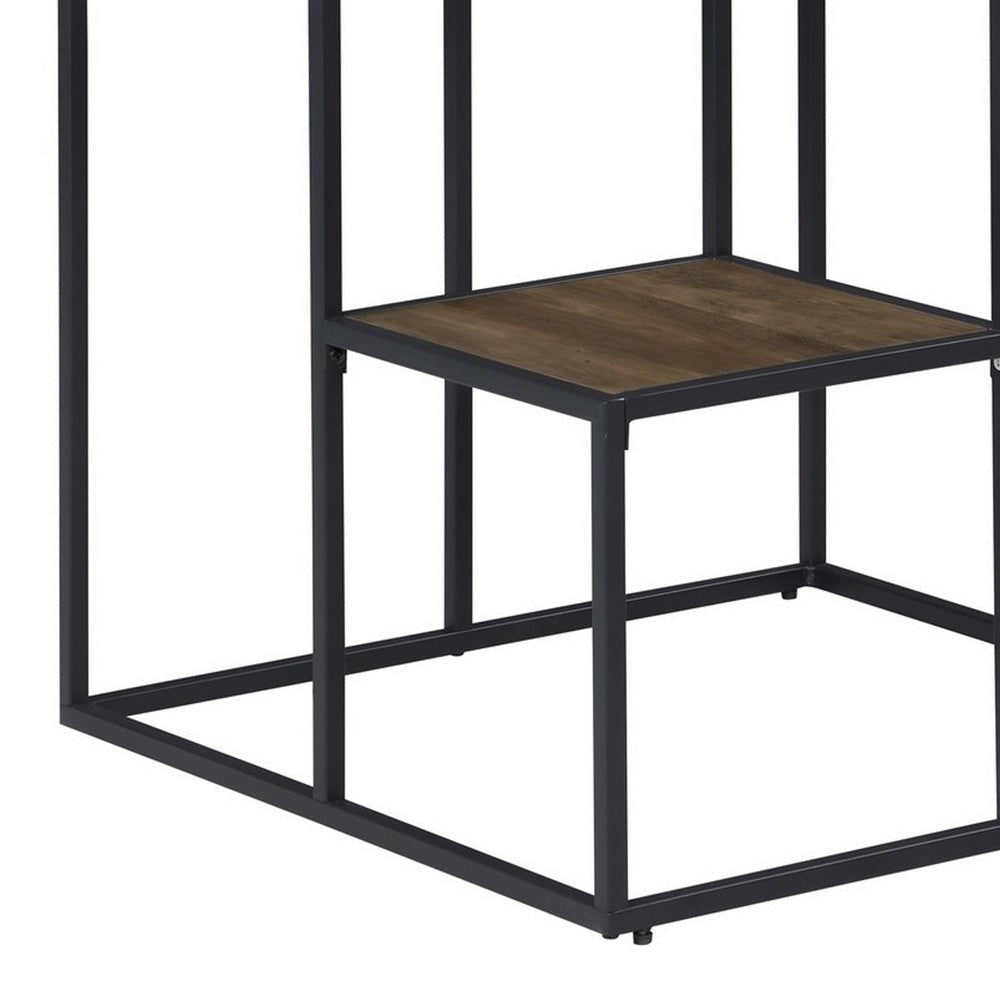 50 Inch 4 Tier Design Display Shelf Metal Frame Industrial Brown Black By Casagear Home BM280495