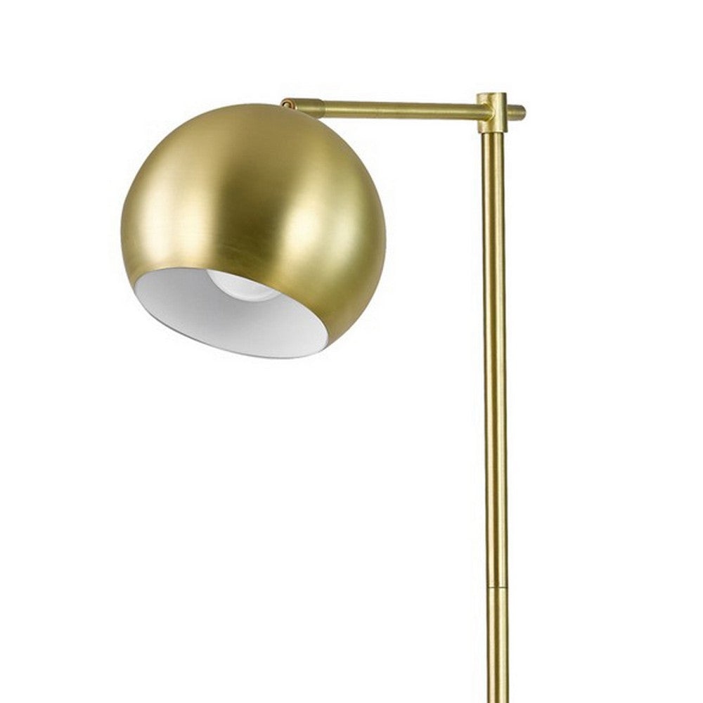 60 Inch Modern Floor Lamp Dome Shade Round Metal Base Brass By Casagear Home BM280500