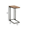 24 Inch Modern C Shape Side End Table 2 USB 1 Charging Port Brown Black By Casagear Home BM280511