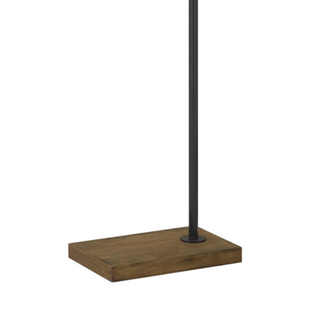 66 Inch Metal Floor Lamp Adjustable Cone Shade Wood Base Dark Bronze By Casagear Home BM280515