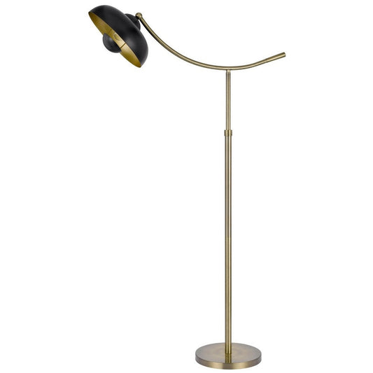 66 Inch Adjustable Arc Floor Lamp, Dome Shade, Dark Bronze, Antique Brass By Casagear Home