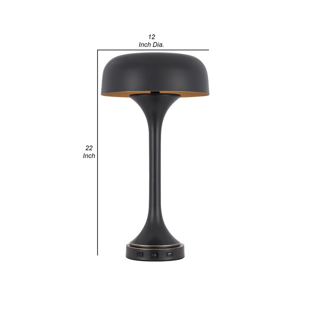 Emma 22 Inch Modern Desk Lamp 2 USB 1Type C Charging Port Dark Bronze By Casagear Home BM280522