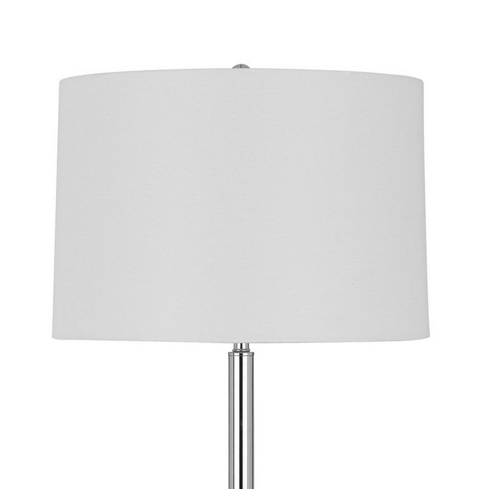 Charlie 61 Inch Modern Floor Lamp Wood Table 1 USB Glossy White Brown By Casagear Home BM280525