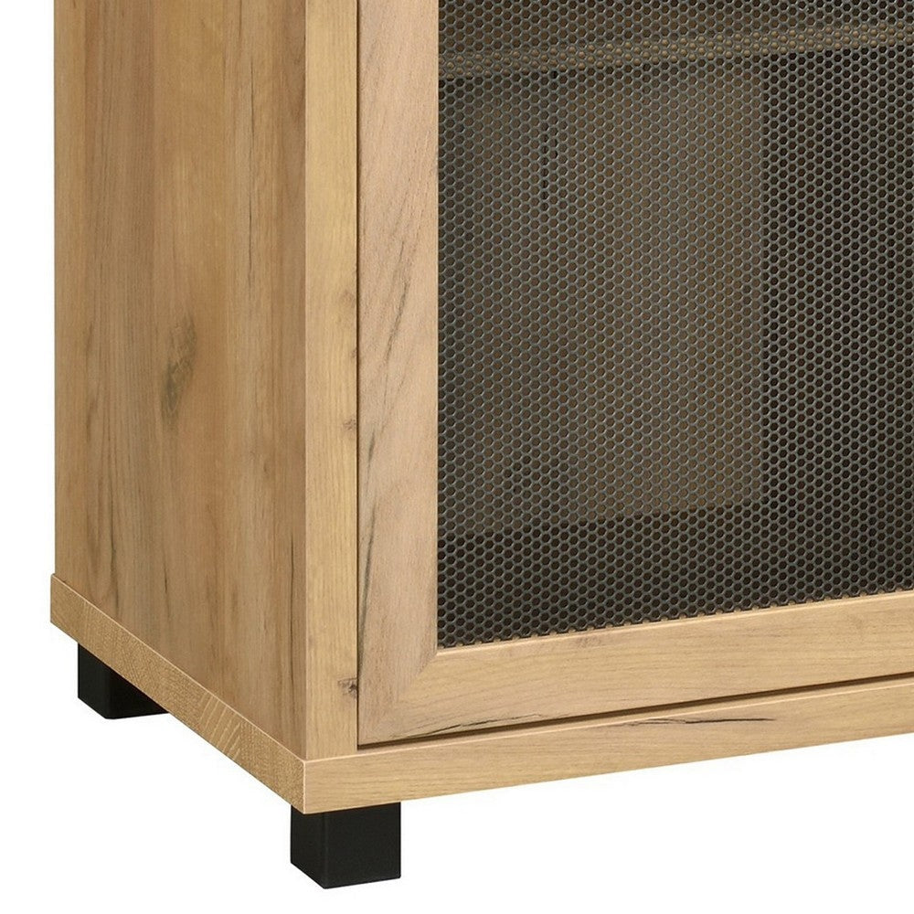 39 Inch Accent Console Cabinet 4 Compartments Modern Farmhouse Oak By Casagear Home BM280594