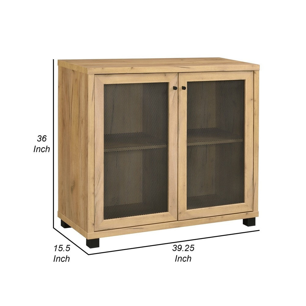 39 Inch Accent Console Cabinet 4 Compartments Modern Farmhouse Oak By Casagear Home BM280594