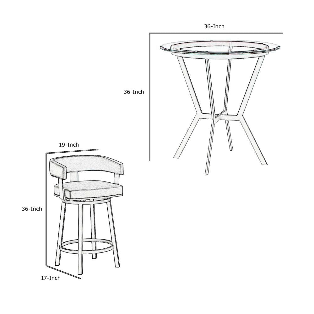 Clara 5 Piece Counter Height Round Bar Dining Set Gray Faux Leather Black By Casagear Home BM281955