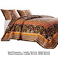 3 Piece King Quilt Set Bohemian Jacobean Floral Print Brown Orange By Casagear Home BM281997