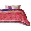 Dora 3 Piece Bohemian Full Quilt Set Medallion Paisley Pink Blue By Casagear Home BM282002