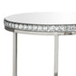 24 Inch Nesting Accent Tables Mirrored Gemstone Trim Set of 2 Silver By Casagear Home BM282030