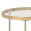 23 Inch Round Nesting Tables Glass Metal Base Set of 2 Gold Clear By Casagear Home BM282033