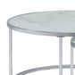 18 Inch Marbled Glass Nesting Accent Tables Round Top Metal Set of 2 By Casagear Home BM282034