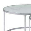 18 Inch Marbled Glass Nesting Accent Tables Round Top Metal Set of 2 By Casagear Home BM282034