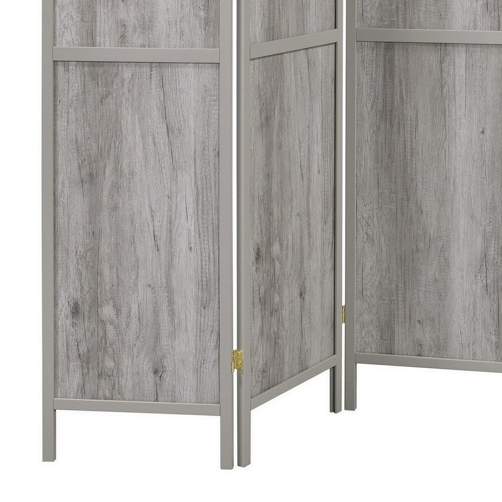 70 Inch Modern 4 Panel Folding Screen Room Divider Rustic Gray Wood Finish By Casagear Home BM282035