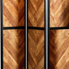 70 Inch Modern 3 Panel Folding Room Divider Herringbone Pattern Brown By Casagear Home BM282036