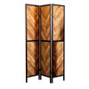 70 Inch Modern 3 Panel Folding Room Divider, Herringbone Pattern, Brown By Casagear Home