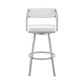 Lyla 26 Inch Counter Height Stool Swivel Faux Leather White Silver By Casagear Home BM282052