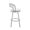 Lyla 26 Inch Counter Height Stool Swivel Faux Leather White Silver By Casagear Home BM282052