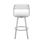 Blake 26 Inch Swivel Counter Stool Open Back Silver White Faux Leather By Casagear Home BM282093