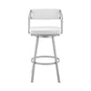 Blake 26 Inch Swivel Counter Stool Open Back Silver White Faux Leather By Casagear Home BM282093