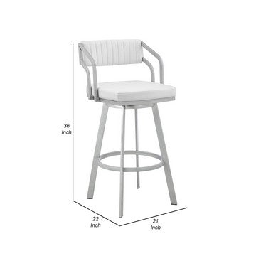 Blake 26 Inch Swivel Counter Stool Open Back Silver White Faux Leather By Casagear Home BM282093