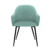 23 Inch Modern Dining Chair Curved Back Polyester Metal Legs Teal Blue By Casagear Home BM282120