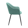 23 Inch Modern Dining Chair Curved Back Polyester Metal Legs Teal Blue By Casagear Home BM282120